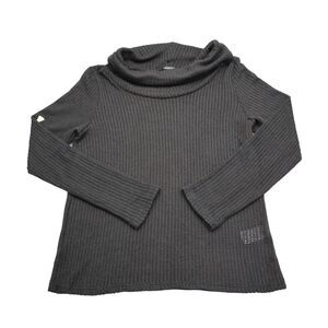 Papermoon Sweater Womens M Black Cowl Neck Long Sleeve Sheer Knitted Pullover